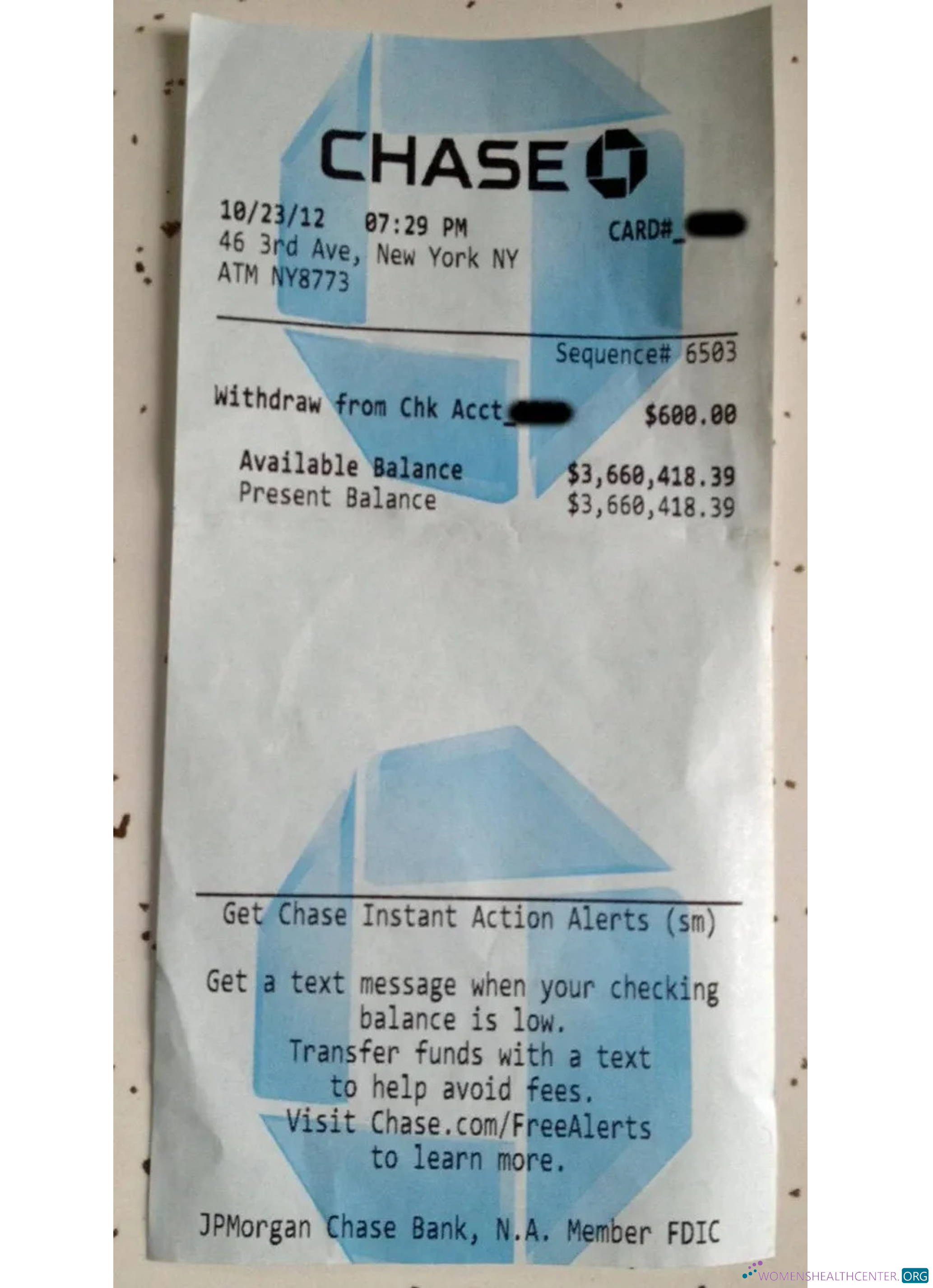 Download USA Chase bank payment receipt Photoshop template